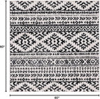 SAFAVIEH Tulum Collection Area Rug - 5' Square, Ivory & Black, Moroccan Boho Tribal Design, Non-Shedding & Easy to Clean, Ideal for Living Room, Bedroom, Dining Space (TUL272B)