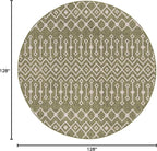Unique Loom Outdoor Trellis Collection Area Rug - Tribal Trellis (10' 8" Round, Green/ Natural)