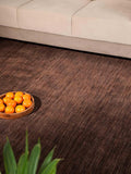 Hand Knotted Loom Wool ECO-Friendly Area Rugs - 6'x6', Square, Brown Color, Solid Plain Design, High Pile Thick Handmade Anti Skid Area Rugs for Living Room, Bed Room (L00111)