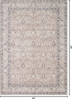 Kuden 5x7 Area Rug, Machine Washable Area Rug with Non-Slip Backing, Vintage Style, Soft, Easy Clean, Low Pile Rug for Living Room, Bedroom, Dining Room