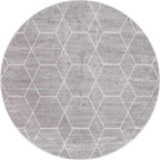 Unique Loom Trellis Frieze Collection Area Rug - Geometric (8' Round, Light Gray/ Ivory)