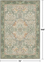 Washable Living Room Rug 6x9 - Sage Floral Nature Rugs for Bedroom, Dining Room Kitchen Table Rug for Under Table, Office, Stain Resistant Non-Slip Large - Sage Green