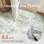 10x12 Washable Area Rug Sage Green Abstract Living Room Bedroom Carpet Neutral Modern Non-Slip Soft Low Pile Lightweight Vacuumable Large Throw Rug for Dining Room