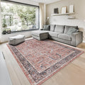 GLN Rugs Traditional Collection - Machine Washable Area Rug, Traditional Washable, Non Slip, Low Pile Chenille Rug, Living Room, Bedroom, Kitchen Rug (5' x 7' Terra/Multicolor 1168)