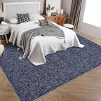 RUGSREAL Area Rug 5x7 Machine Washable Area Rug for Living Room Non-Slip Stain Resistant Modern Abstract Rug Contemporary Solid Color Throw Rug Foldable Accent Floor Carpet for Dining Room, Blue