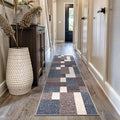 Rugshop Geometric Modern Boxes Design Non-Slip (Non-Skid) Carpet for Hallway,Kitchen,Entryway Runner Rug 2'7" x 10' Blue