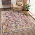 Bloom Rugs Caria Washable Non-Slip 9x12 Rug - Dark Red/Multicolor Traditional Area Rug for Living Room, Bedroom, Dining Room, and Kitchen - Exact Size: 9' x 12'