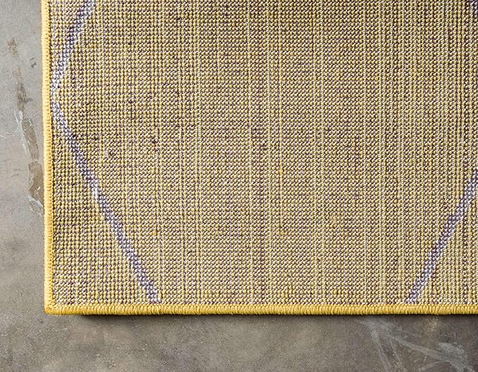 Unique Loom Trellis Frieze Collection Area Rug - Geometric (6' 1" x 9' Rectangle Yellow/Ivory)