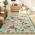Living Room Rug 6x9 Rug Machine Washable Boho Area Rug Non Slip Floral Vintage Low Pile Large Rugs for Living Room, Bedroom, Farmhouse, Dining Room (Green)