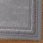 Antep Rugs Alfombras Bordered Modern 2x5 Non-Slip (Non-Skid) Low Pile Rubber Backing Kitchen Area Runner Rug (Gray, 2' x 5')