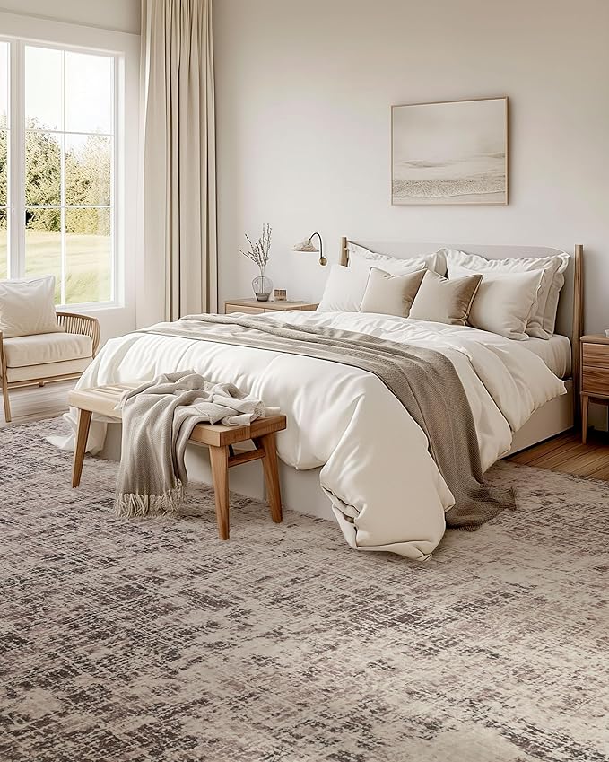 ILANGO 5x7 Modern Area Rug for Living Room Ultra Soft Machine Washable Lightweight Kid & Pet Friendly Stain Resistant Non-Shedding Low Pile Carpet for Bedroom Dining Room Home Office Mat