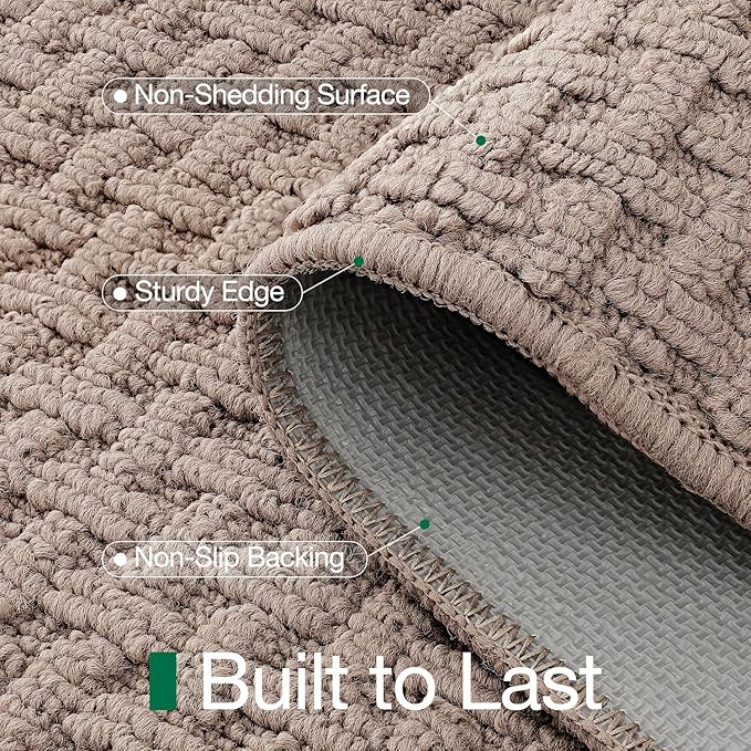 LUMI Washable Door Mat Indoor Entrance 36x60, Dirt Trapper Front Door Mats with Absorbent Interior and Non-Slip Rubber Backing, Entryway Doormat, Beige