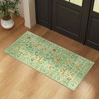 DUKINO 2x4 Rug for Hallway, Washable Kitchen Runner Rug with Non Slip Backing, Soft Low Pile Vintage Animal Runner for Bedroom, Kitchen, Hallway, Entryway, Laundry, Light Green