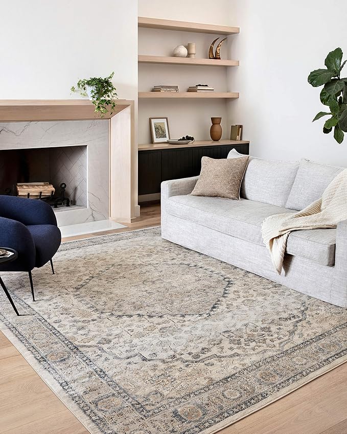 Loloi Teagan Collection TEA-01 Natural/Lt. Grey 2'-8" x 10'-6" Runner Rug, Large, Soft Neutral Rug, High-Traffic for Living Room, Bedroom, Home Office, Dining Area