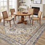 GENIMO 8X10 Area Rugs for Living Room, Machine Washable Vintage Floor Cover Foldable Modern Non Slip Rug， Low Pile Soft Indoor Carpet Floral Print Mat Rug,Bedroom/Dining Room/Home Office,Beige