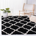 SAFAVIEH Dallas Shag Collection Accent Rug - 4' x 6', Black & Ivory, Trellis Design, Non-Shedding & Easy Care, 1.5-inch Thick Ideal for High Traffic Areas in Entryway, Living Room, Bedroom (SGD257Z)