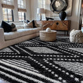 Rugshop Geometric Shag Area Rug Anthracite Dark Gray and White 7' 10" x 10' Perfect for Large Living Rooms, Dining Areas, Bedrooms