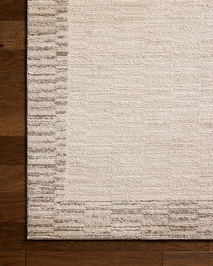 Loloi Chris Loves Julia Calvin Collection CLV-04 Ivory/Pebble 2'-3" x 3'-10" Accent Rug Checkered Neutral Soft Living Room Bedroom Carpet
