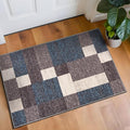 Rugshop Modern Boxes Design Non-Slip (Non-Skid) Carpet Mat Area Rug for Entryway,Door Rug,Kitchen 2'7" x 4' Blue