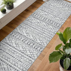 KUTA Long Hallway Runner Rug 2.6x18 Non-Slip Washable, Moroccan Vintage Grey Boho Kitchen Rugs Ultra Soft Distressed Geometric Floor Carpet Runners for Bedroom Laundry Stairway Entryway