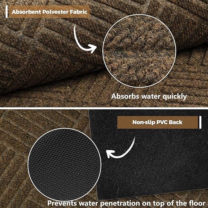 jxgzyy Runner Rug 2'11" x 9'10", Commercial Front Door Mat, Heavy Duty Indoor Outdoor Doormat, Outdoor Mats for Entrance, Non-Slip Entry Mat for High Traffic Area