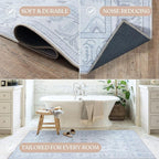 Fame Living Beige Oushak Rug, Modern Rugs, Vintage, Turkish, Eclectic, Floral, Pastel, Washable, Small Throw, Accent Area Rug for Living Room, Bedroom, Kitchen, Bathroom, 2'5"x4'9