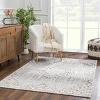 Hauteloom Poydras Farmhouse Living Room Bedroom Modern Moroccan Area Rug - Soft Shaggy High Low Carpet - High Pile - Bohemian, Boho - Gray, Beige, Cream - 6'7" x 9'