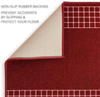 Custom Made Runner Rug for Kitchen Foyer Hallway Entry Choose Your Length 31 Inch Wide Geometric Checkered Design Red Color (12 feet x 31 Inch)