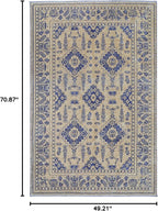 Alfa Rich 4x6 Gold Navy Blue Washable Area Rugs for Living Room Bedroom Kitchen Dining Cotton Rug