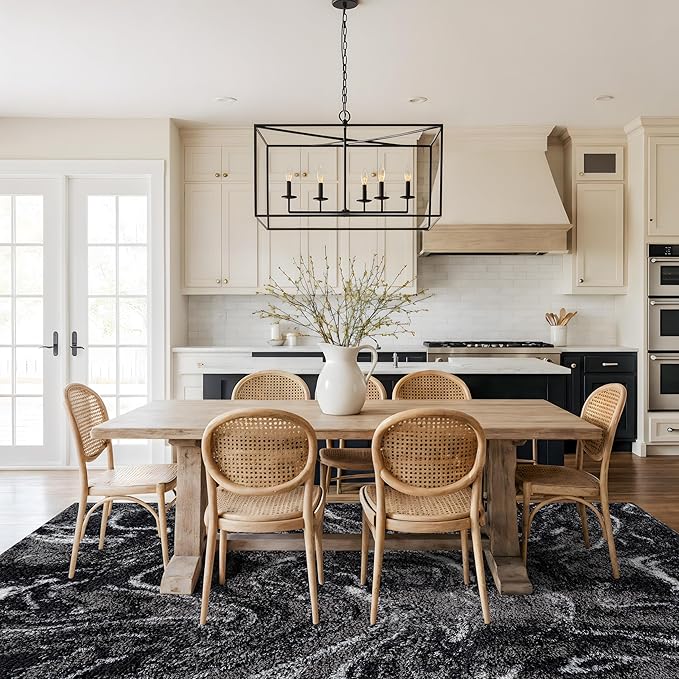 Rugshop Abstract Marble Shag Area Rug Anthracite Dark Gray 7' 10" x 10' Perfect for Large Living Rooms, Dining Areas, or Master Bedrooms