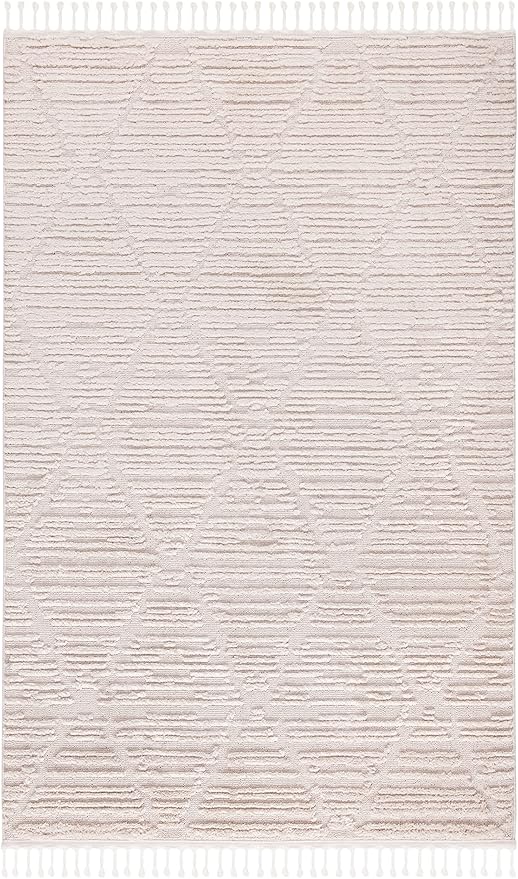 SAFAVIEH Marrakech Collection Accent Rug - 4' x 6', Beige, Moroccan Boho Tribal Tassel Design, Non-Shedding & Easy Care, Ideal for High Traffic Areas in Entryway, Living Room, Bedroom (MRK517C)
