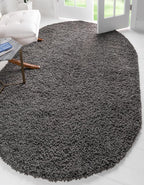 Unique Loom Solid Shag Collection Area Rug (3' 3" x 5' 3" Oval, Graphite Gray)