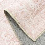 Pink Runner Rug 2x7 Hallway Machine Washable Kitchen Vintage Distressed Non Slip Long Carpet Indoor Retro Floral Bedroom Accent Throw Rug for Bathroom Office Laundry Dining Room