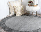 Rugs.com Angelica Collection Rug – 8 Ft Round Light Gray Medium Rug Perfect for Kitchens, Dining Rooms