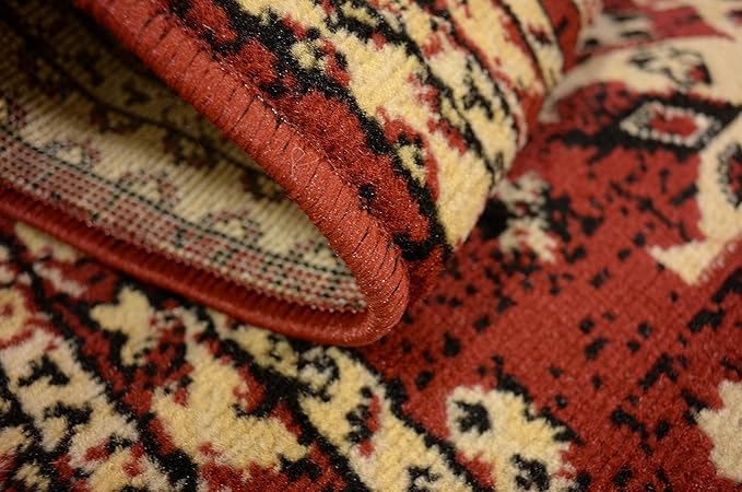 Unique Loom Taftan Collection Border Geometric Tribal Inspired Design Area Rug (2' 7 x 10' 0 Runner, Red/ Gold)