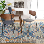 SAFAVIEH Madison Collection Area Rug - 10' x 14', Navy & Beige, Boho Diamond Distressed Design, Non-Shedding & Easy Care, Ideal for High Traffic Areas in Living Room, Bedroom (MAD418M)
