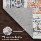 vivorug Runner Rug 2'x7' Washable Non-Slip Boho Runners for Hallways Kitchen Entryway Laundry Room Carpet Hallway Runner Orange/Navy