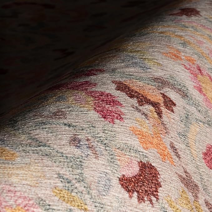 Dash & Albert INES Multi Machine Washable Rug, 9.5 X 13.5 Feet, Multicolored/Yellow Floral Pattern