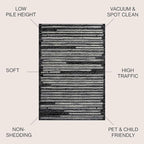 JONATHAN Y Khalil Modern Berber Stripe Black/Cream Indoor Area Rug, 3x5, Contemporary, Bohemian, Easy-Cleaning for Living Room, Bedroom, Kitchen, Pet Friendly, Non-Shedding (MOH207F-3)