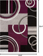 GLORY RUGS Area Rug 2x3 Door Mat Purple Geometric Soft Floor Carpet with Premium Fluffy Texture for Indoor Living Dining Room and Bedroom Area