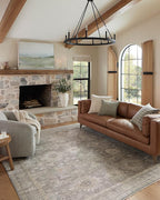 Loloi Magnolia Home by Joanna Gaines Millie Collection MIE-05 Stone/Natural 7'-10" x 7'-10", .25" Pile Height, Round Area Rug