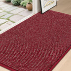 BEQHAUSE Dirt Trapper Door Mat 36" x 60", Non-Slip Washable Doormats Entrance Mat, Dirt Resistant and Absorbent Welcome Mat, Low Profile Floor Mats for Front Back Door and Entryway, Red