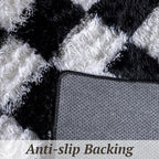 5x7 Area Rugs for Living Room Bedroom, Soft Fluffy Shaggy Bedside Rug, Indoor Floor Carpet for Kids Playroom, Dorms, Nursery Rooms, Home Decor (Black & White 5'x7')