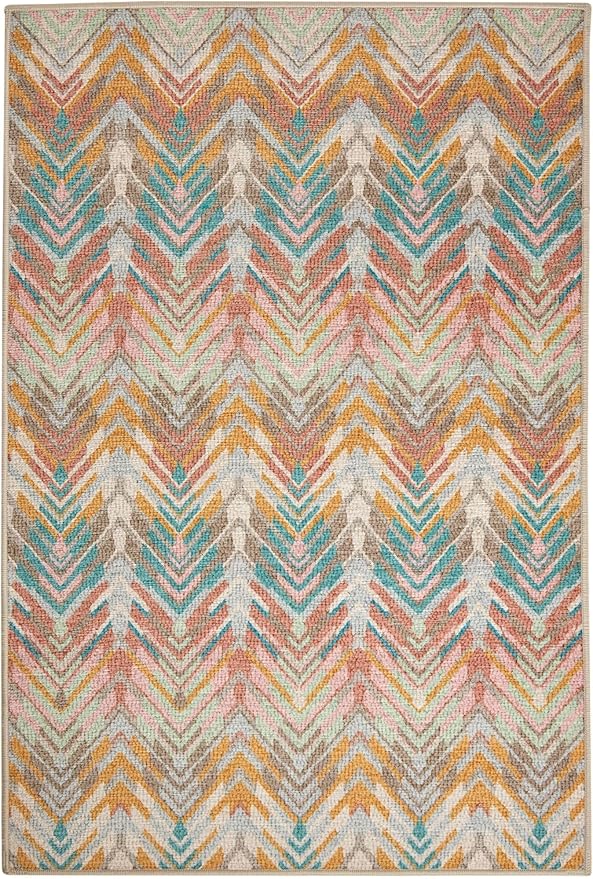Dash & Albert Seneca Stone Machine Washable Rug, 5 X 8 Feet, Multi Graphic Pattern