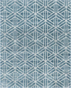 Rugs.com Lattice Trellis Collection Rug – 8' x 10' Blue Low-Pile Rug Perfect for Living Rooms, Large Dining Rooms, Open Floorplans