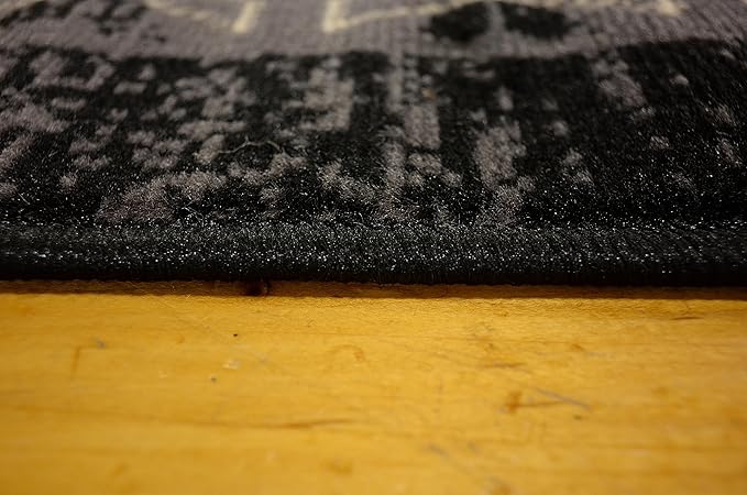Unique Loom Taftan Collection Border Geometric Tribal Inspired Design Area Rug (8' 0 x 10' 0 Rectangular, Black/ Gray)