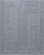 Annabel Modern Geometric Area Rug for Living Room, 8x10 Contemporary Arched Linear Large Gray Rug, High-Low Pile Stain Resistant Carpet for Bedroom, Dining Room or Kitchen (8' x 10', Gray)