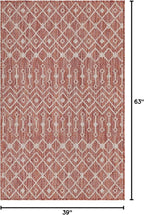 Unique Loom Outdoor Trellis Collection Area Rug - Tribal Trellis (3' 3" x 5' 3" Rectangle, Rust Red/ Ivory)