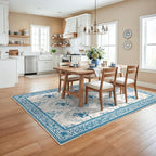SOULFUL Medium Pile 3x5 Area Rug - Soft Underfoot Small Entryway Rug - Blue Boho Floral - Washable Non-Slip - Perfect for Living Room Bedroom Foot Kids Room Reading Nook