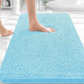 OLANLY Bathroom Rugs 36x24, Extra Soft Absorbent Chenille Bath Rugs, Rubber Backing Quick Dry, Machine Washable Bath Mats for Bathroom Floor, Tub and Shower, Home Decor Accessories, Sky Blue